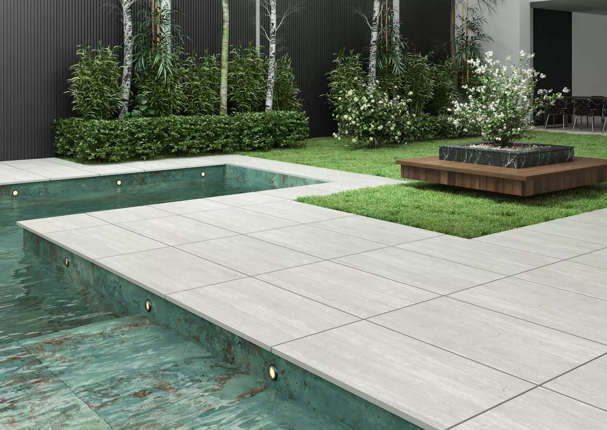 travertino piscina travertino y zinc